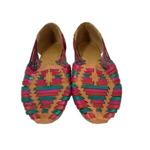 Huarache Mexican Woven Flats Womens Sz 7 MEX 24 Colorful WestMex Leather Shoes